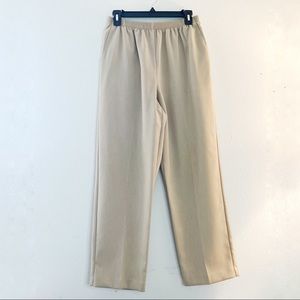 Alfred Dunner Pants Tan Pull On Textured Straight Leg Sz 12P EUC Tik-Tok